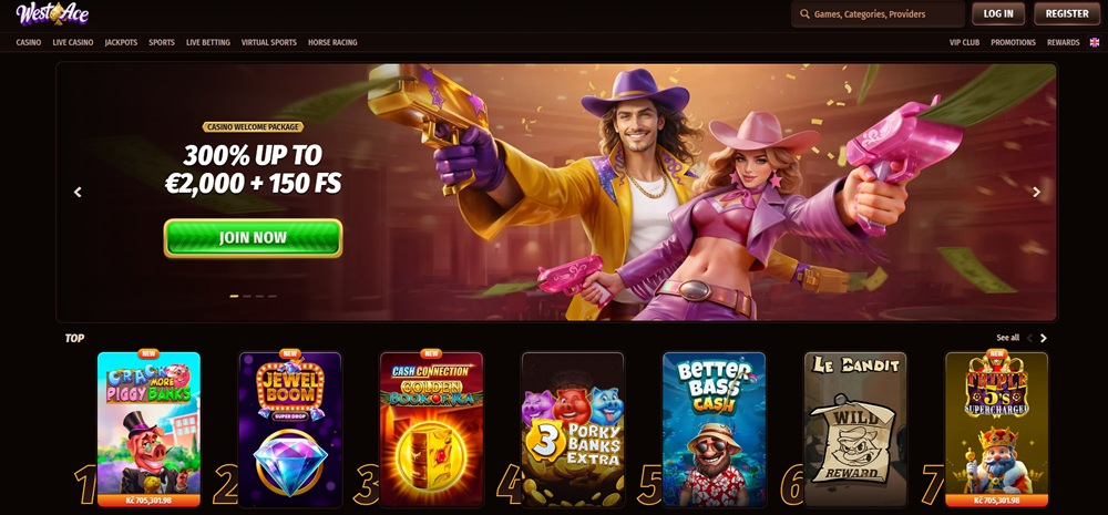 screenshot van westace casino nederland
